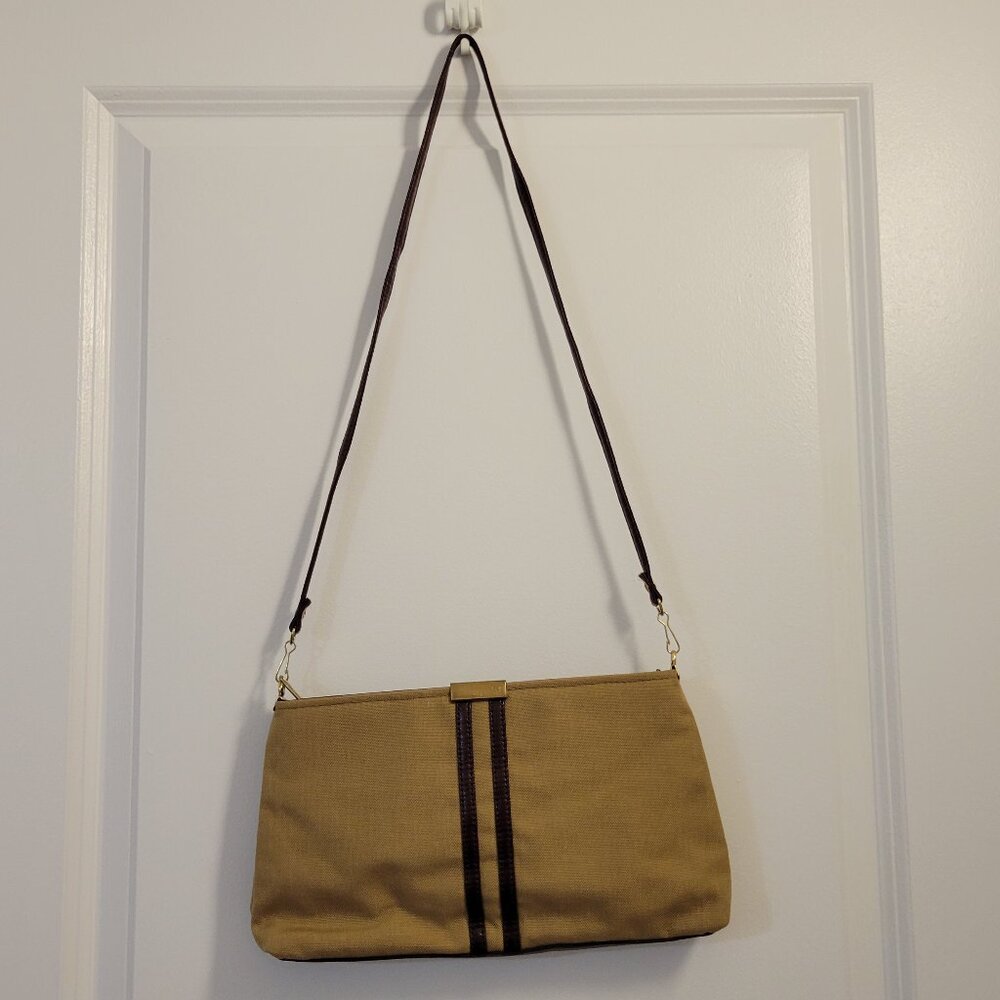 Vintage Julius Resnick Canvas Purse - Light and Dark Brown - Picture 1 of 11